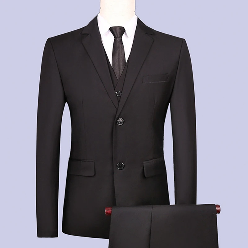 Wedding casual suit men Groom Tuxedos Men Suits Two Buttons Wedding Suits for Men Groomsman Suits (Jacket+Pants+vest) XZ46