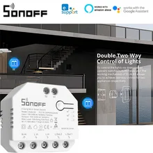 

SONOFF DUALR3 2 Gang Dual Relay Module DIY MINI Smart Switch Power Metering Control Via EWeLink App Alexa Google Smart Home