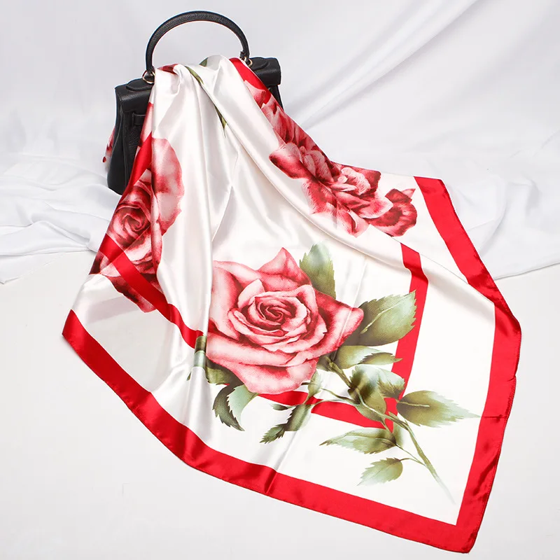 2020 Fashion Kerchief Silk Satin Neck Scarf For Women Print Hijab Scarfs Female 90*90cm Square Shawls and Wraps Scarves Lady |