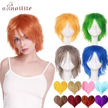 S-noilite синтетические парики косплей парик прямые накладные волосы Искусственные парики Фиолетовый Красный Розовый Синий Оранжевый Розовый Аниме парик для женщин
