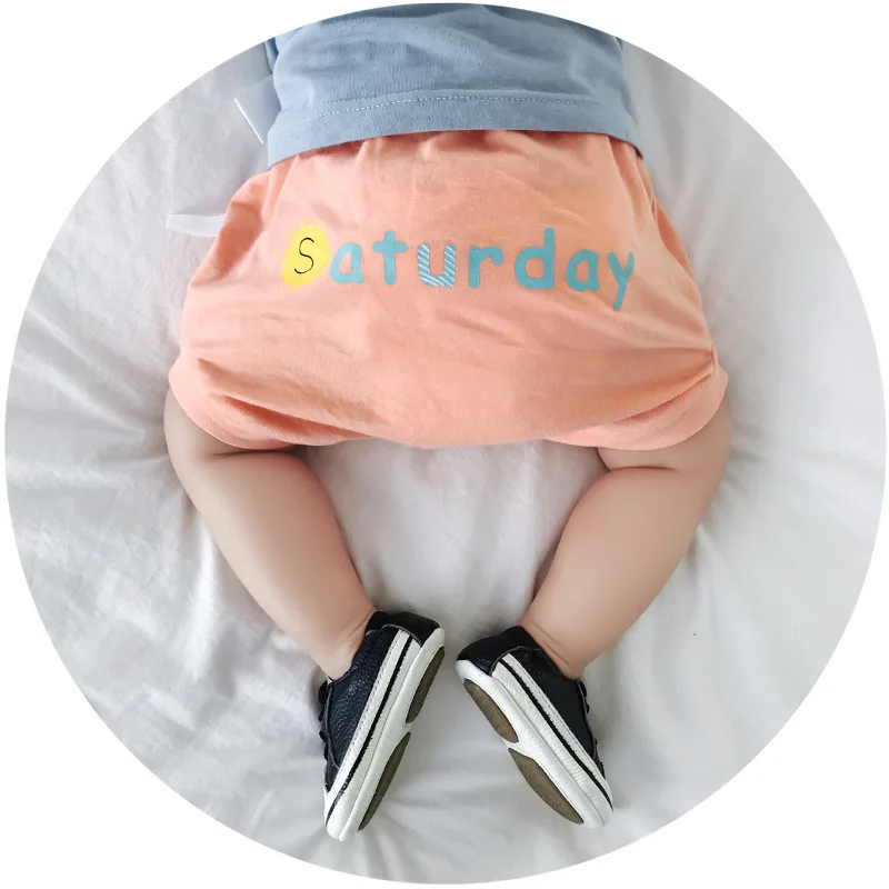 Mini Babe City/летние свободные штаны для малышей; универсальная детская одежда; детские брюки с принтом и буквами