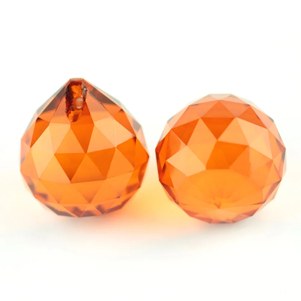 orange Хрустальная люстра граненая шары стеклянные призматические шары красный синий цвет 15 мм 20 мм 30 мм 40 мм шары для украшения дома/свадьбы - Цвет: orange