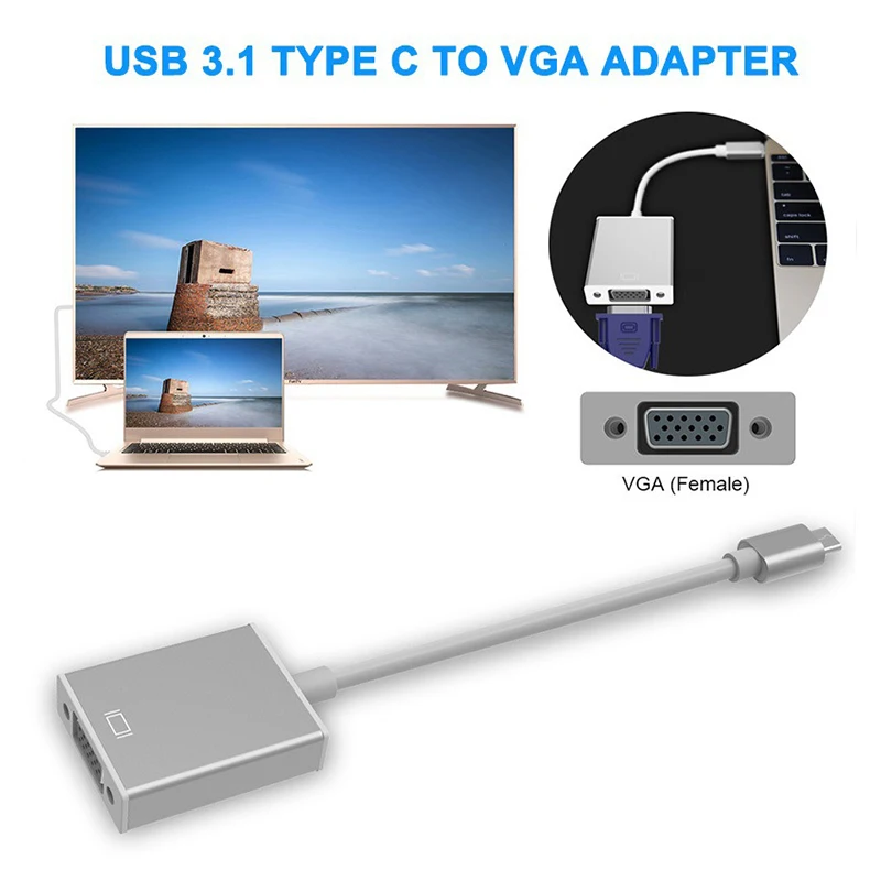 USB3.1 type C штекер для VGA Женский адаптер Plug and Play до 10 Гбит/с передача данных для нового MacBook, Surface Pro Chromebook Pixel