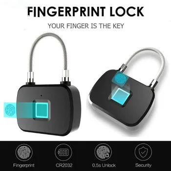

2019 New Fingerprint Lock Smart Keyless Padlock For Door Box Bag Replaceable Battery