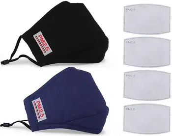 

2pcs/set Cotton Masks Anti-Fog Mouth Mask Adjustable Dust Proof PM2.5 Activated Carbon Filter Cotton Mouth Cover For Outdoor