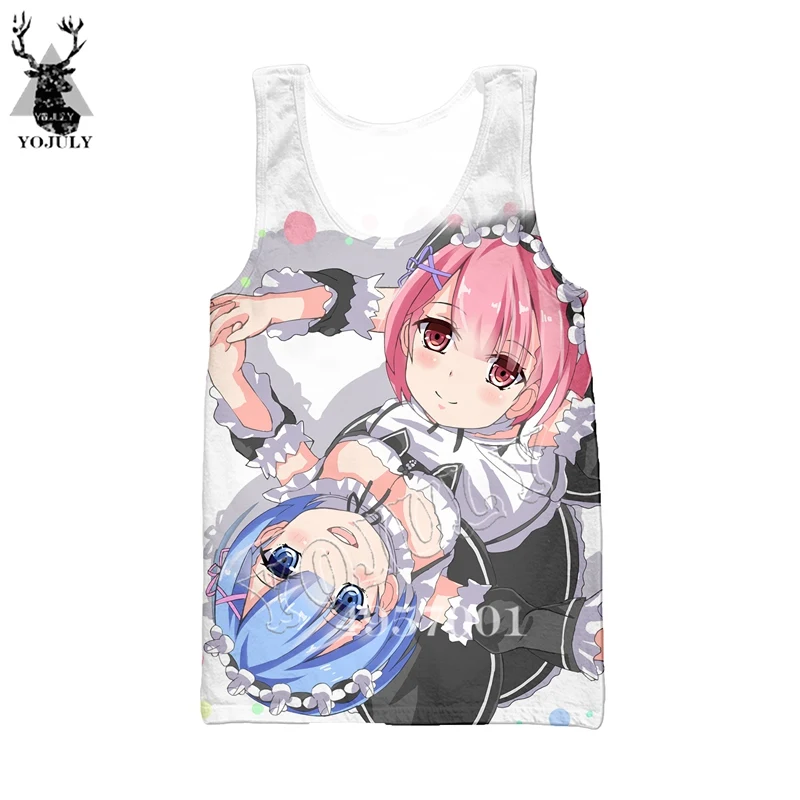 Re: zero сестры-близнецы, горничные рам и рем, 3D принт, аниме, Harajuku, майка, мужская повседневная майка, летняя, унисекс, Забавные топы без рукавов, Y881 - Цвет: 16