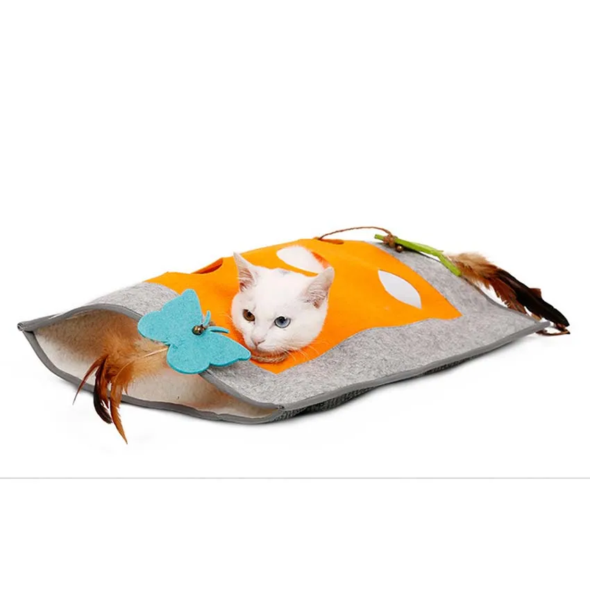 Cat Bed Blanket Pet Cat Intelligence Play Toys Bell Tent Cat Play Tunnel Pet Sleeping Bed House Pet Mat Products