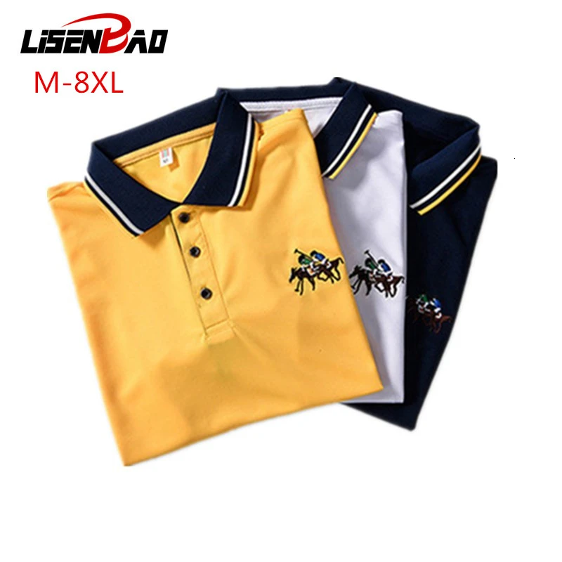 

Big Code Short Sleeve Men Summer Classic Casual Embroidery Polo Shirts Men Business Short Sleeve Stand Collar Tops Tees 8XL T01