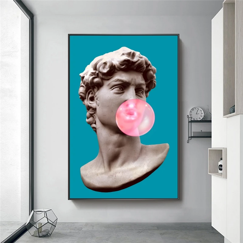 

Funny Art Sculpture of David Wall Art Posters And Prints David with Balloon Canvas Paintings Canvas Art Pictures For Living Room