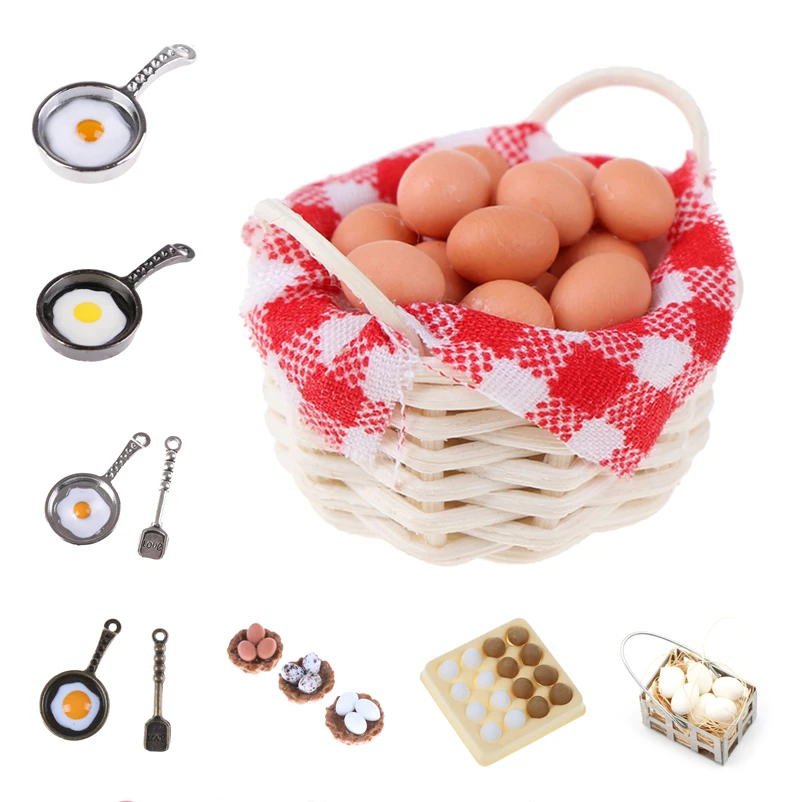 

New Dollhouse Miniature pan fried eggs pot Kitchen set food toys accessories dolls Pretend Play Toys Xmas gifts