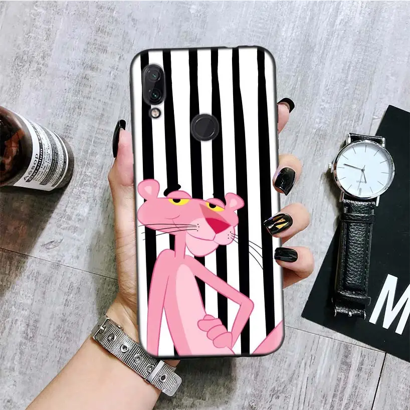 Pink Panther Black Cover Phone Case for Xiaomi Redmi Note 8 7 7S 7A 6 S2 GO K20 Pro 6A Mi 6X 5X A1 CC 9 8 Coque - Цвет: BA145-1