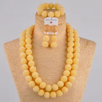 

beige african jewelry set 24 inches long necklace nigerian wedding imitation pearl beads jewelry sets FZZ02