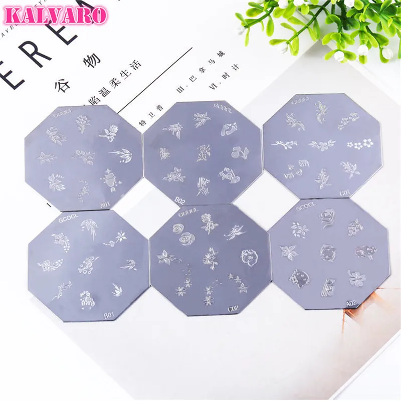 

kalvaro 6 Styles Nail Stamping Plates Lace Flower Animal Pattern Nail Art Stamp Stamping Template Image Plate Stencil Nails Tool