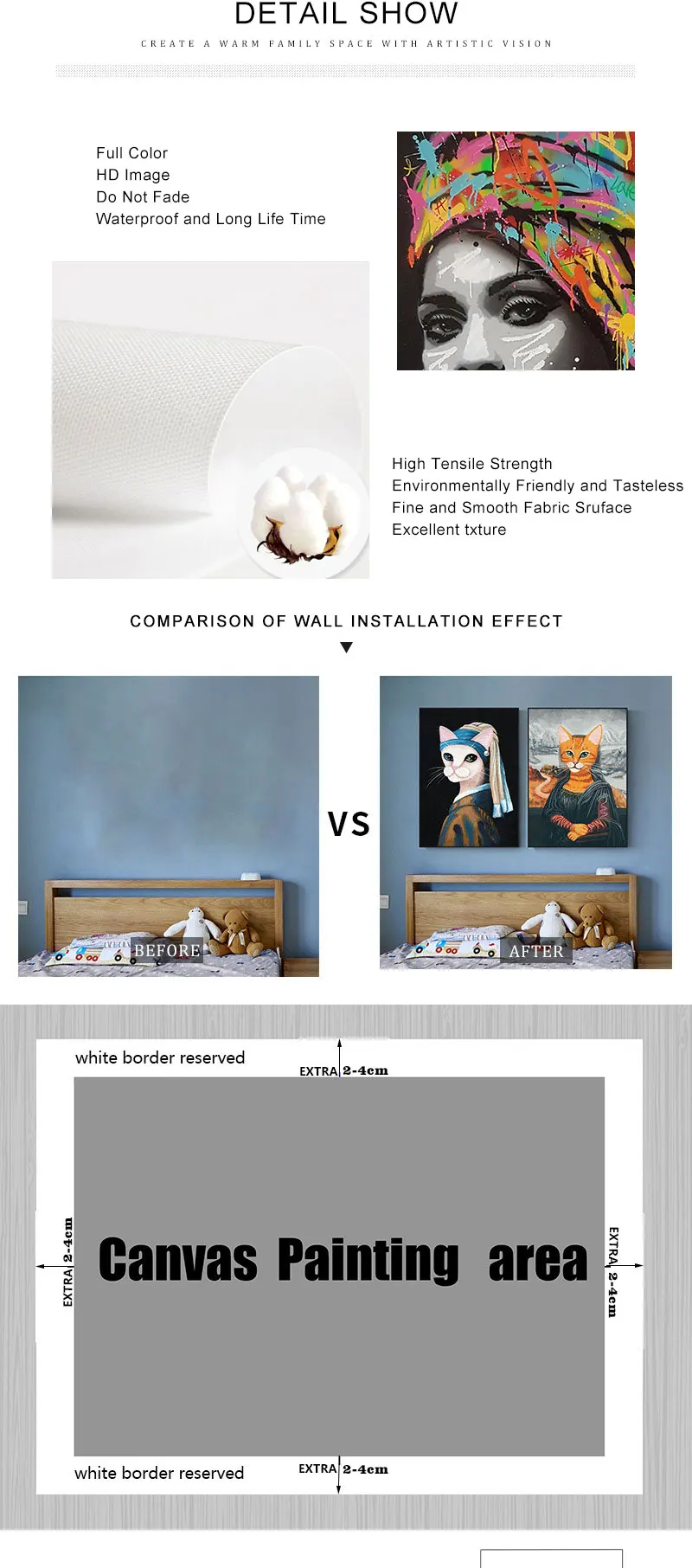 Abstract Black Colorful Graffiti African Woman Canvas Posters and Prints Custom Art Figure Picture Wall Painting for Living Room