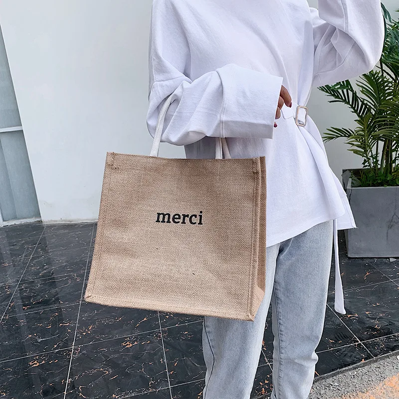 

2019 South Korea New Style Simple Shoulder Bag INS-Style Large-Volume Retro Kraft Paper Portable Paper Bag Paper Large Bag