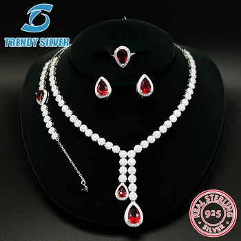 

Luxury 925 Sterling Silver blue Sapphire green emerald necklace earrings bracelet bridal Jewelry Wholesale