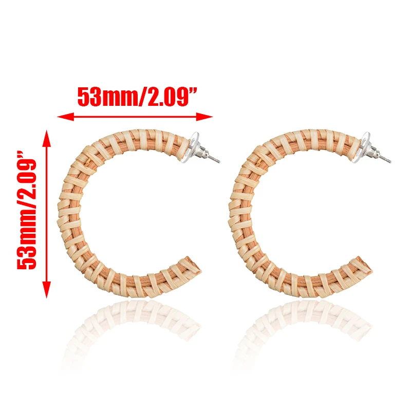 Плетеные серьги из ротанга ручной работы ohrringe ретро этнические c-образные деревянные серьги большая серьга-кольцо для женщин вечерние ювелирные изделия Shellhard