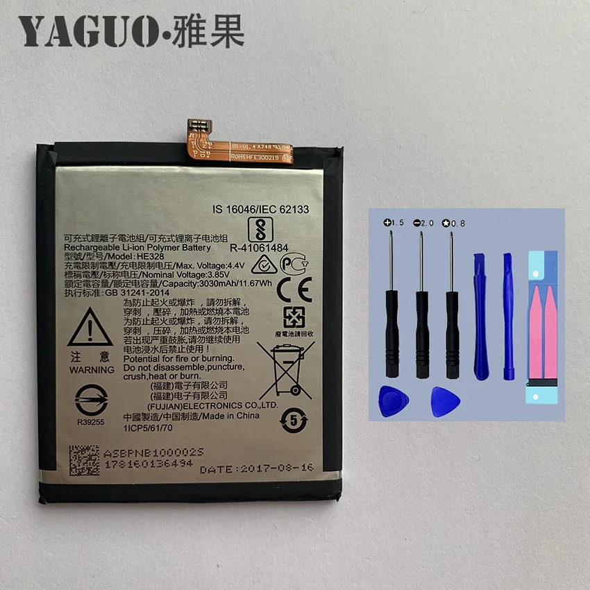 100% New Original HE328 3030mAh Battery HE 328 For Nokia 8 Nokia8 N8 TA-1004 Batteries Mobile Phone + Tool Kits | Мобильные телефоны