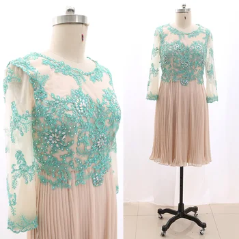 

MACloth Blush Short O Neck Knee-Length Short Embroidery Tulle Prom Dresses Dress XXL 267353 Clearance