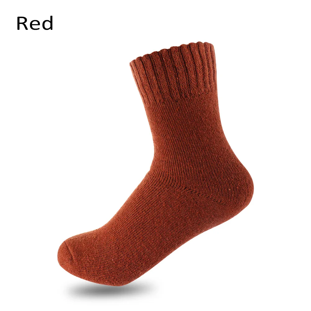 1-red Новинка, мужские зимние удобные кашемировые носки, мужские мягкие удобные теплые эластичные шерстяные Чулочные изделия, повседневные однотонные плотные Пушистые Носки - Цвет: 1-red