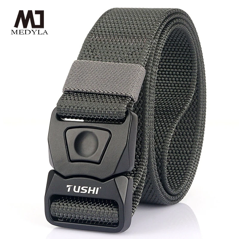 

MEDYLA Tactical Belt Metal Buckle Nylon Belt With Snap Fastener Quick Release Tactical Belt Anti Allergy Outdoor Travel Belt