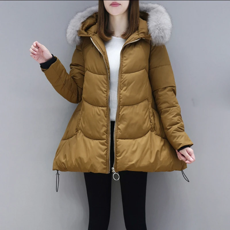 Лидер продаж, Брендовое плотное длинное пальто с натуральным мехом, Женская парка, зимний помпон из натурального меха, воротник с капюшоном, пальто-трапеция, пуховики, хлопковые куртки большого размера LH011