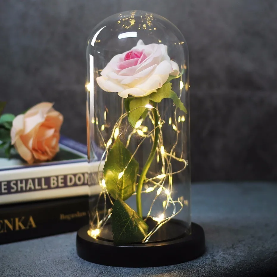 Светодиодный светильник в виде Розы красавицы и чудовища, белый цветок, настольная лампа, романтическая лампа на день рождения, праздник, подарки для мамы и дочки, домашний декор - Цвет: LightPink