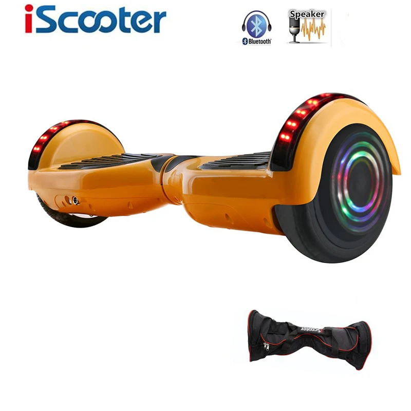 Golden IScooter 6,5 дюймов Ховерборд bluetooth и светодиодный Giroskuter 2 колеса самобалансирующийся гироскутер Ховер доска два колеса Oxboard - Цвет: Golden