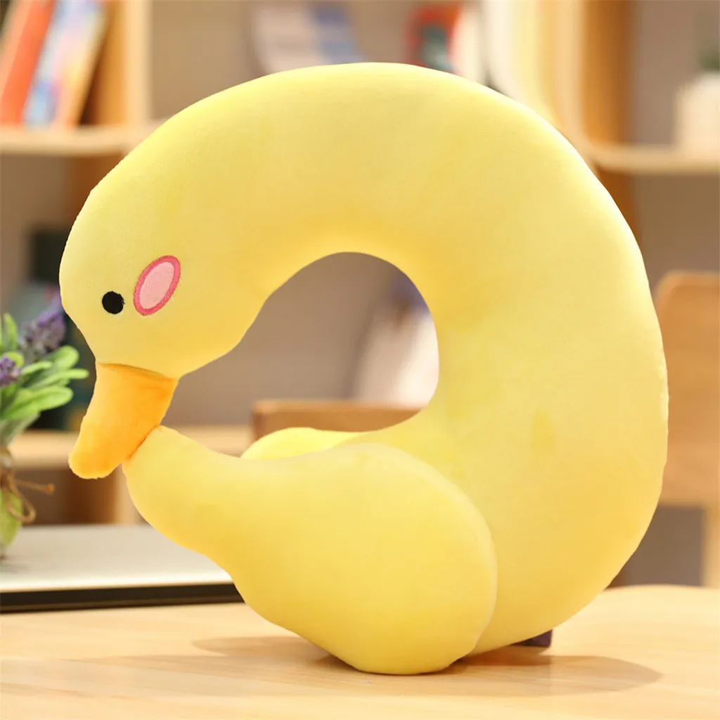 Multi-Color Comfortable Cartoon Duck Pattern U Shaped PP Cotton Travel Neck Pillow Support Headrest Cushion For Support Head