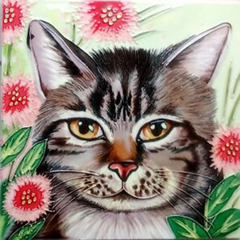 Полный алмаз 5D DIY Алмазная картина кошка на кустах вышивка Мозаика Искусство