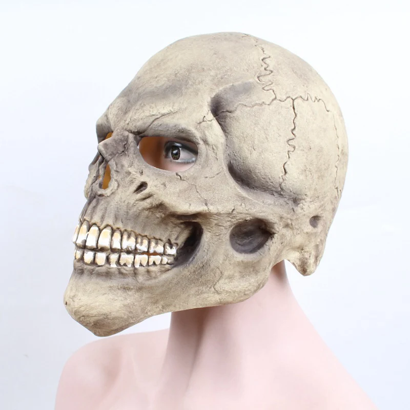 Yomdid страшный череп маска полный голова реалистичный латекс маска для Хэллоуина, ужасы вечерние Скелет Косплей Костюм для детей взрослый шлем