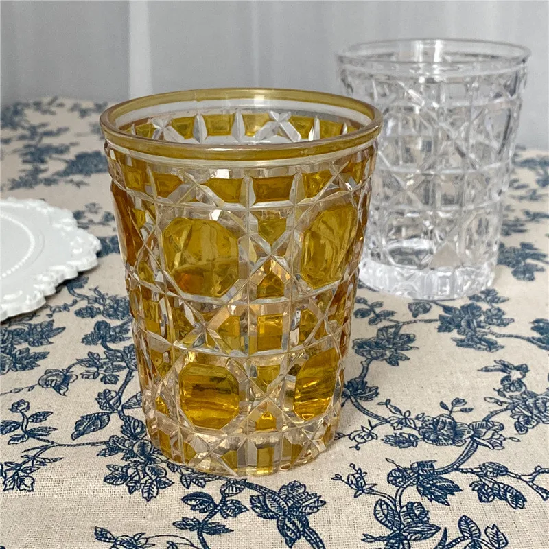 Drinking Glass Party Cup Kitchen Bar Utensils Carved Birthday Present/Gift Nordic Style Round Blue/Green/Red/Pink 320ML