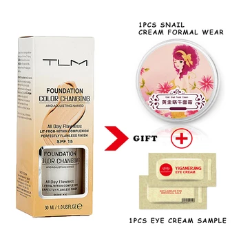 

30ml TLM Temperature Change Complexion Liquid Foundation Cream Concealer Hydrating Makeup Coverage Base Cosmetics Primer