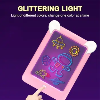 

LED Artboard Glowing Drawing Board Painting Write Child Student Blue/Pink Interesting Cartoon Magic Drawing Board Art
