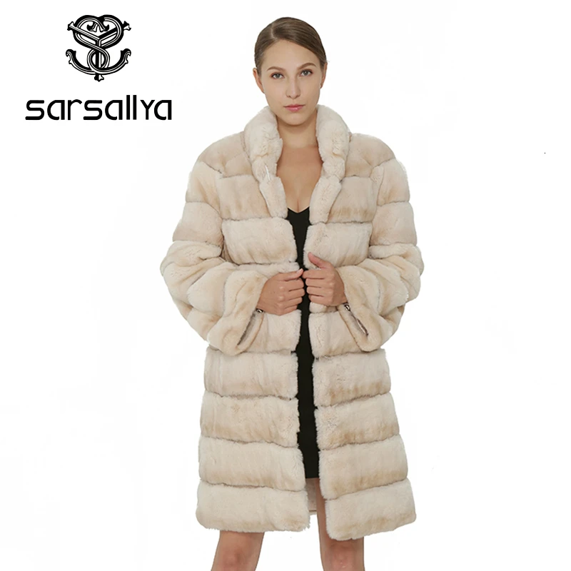 SARSALLYA Natural Rex Rabbit Fur Women Coat Fashion Winter Jacket Real Fur Coat Vest Women Clothing