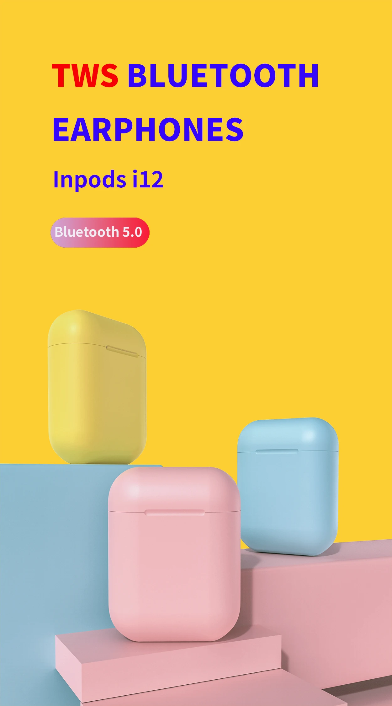 Inpods 12 Pk i12 TWS Bluetooth наушники 5,0 Bluetooth гарнитура Беспроводные наушники с микрофоном Siri