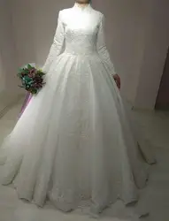Длинное Платье De Mariage арабское свадебное платье исламское с длинным рукавом арабское бальное платье хиджаб с кружевом свадебное платье