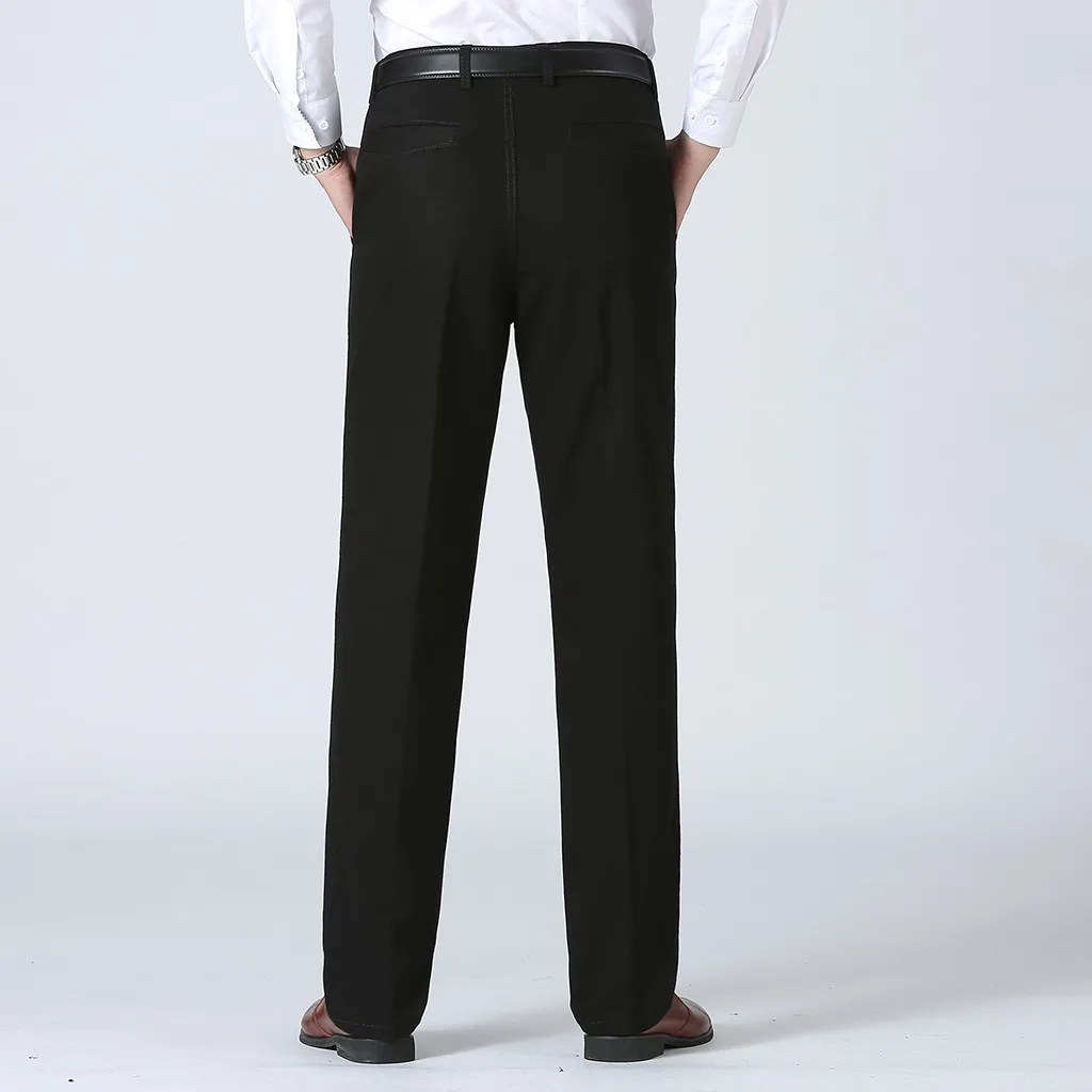 Деловые штаны для мужчин, мужские однотонные деловые брюки, повседневные узкие брюки с высокой талией, удобные высококачественные строгие брюки