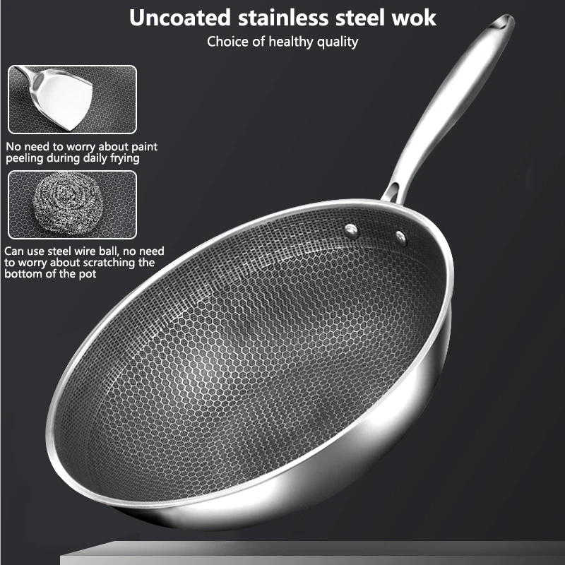 https://ae01.alicdn.com/kf/H6601ae11bbcb4b80a74e890b149eeb71W/NEW-Uncoated-wok-non-stick-pan-Stainless-steel-Honeycomb-design-Uniform-heating-For-Electric-Induction-and.jpg