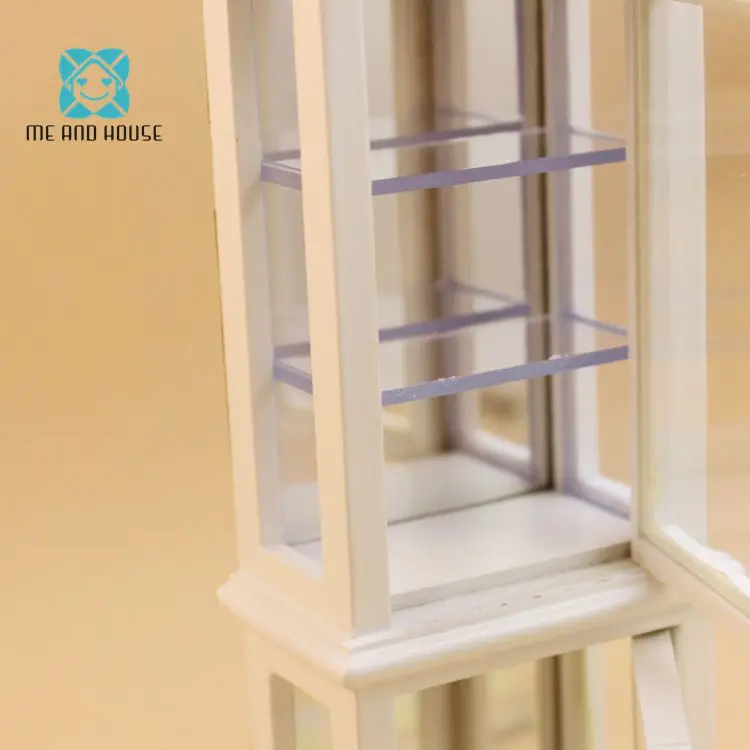 1:12 Doll House Mini Solid Wood Furniture Toy Decoration Play House Transparent Cabinet Wine Cabinet
