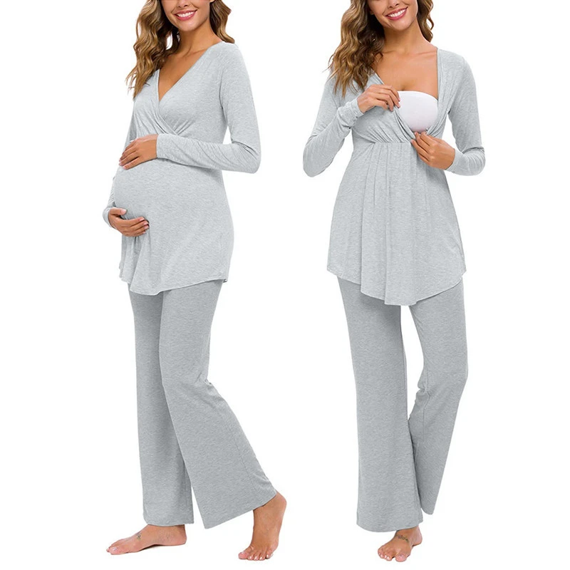 Pijama de maternidad de pijamas amamantar embarazada bebé Tops de manga larga bragas embarazo 800|Sets de pijamas| - AliExpress