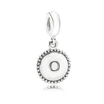 

100% 925 Sterling Silver Charm Creative Round Letter Pendant Fit Pandora Women Bracelet & Necklace Diy Jewelry