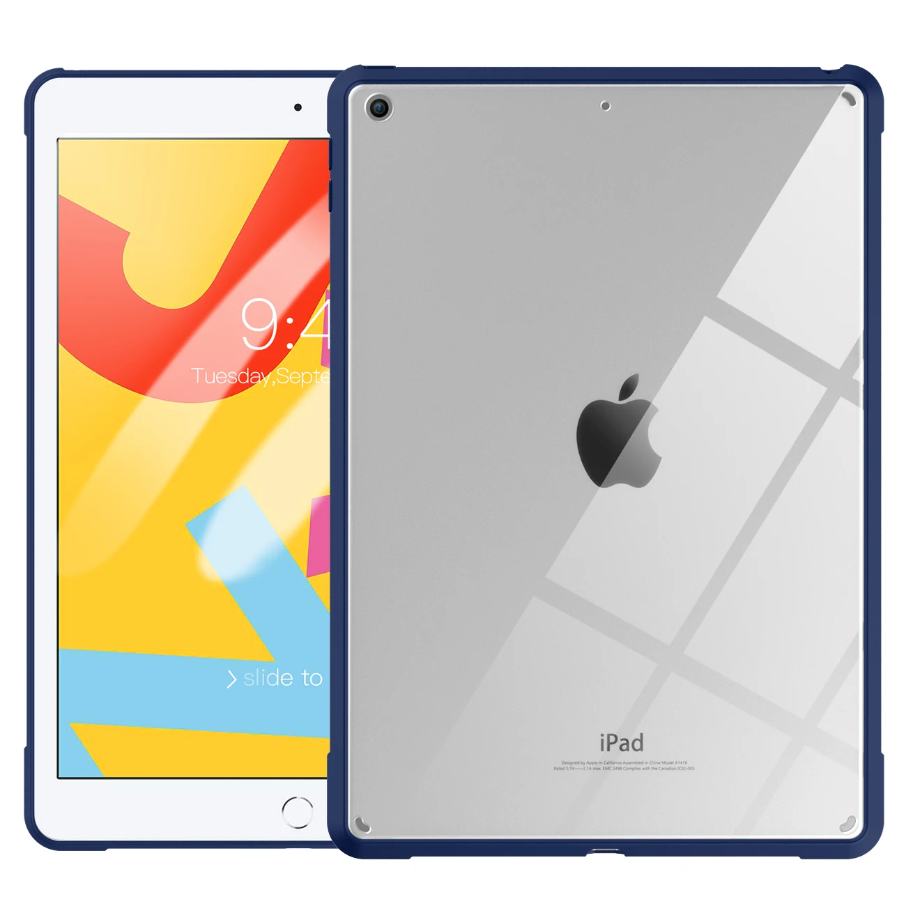 Case for New iPad 7th Generation 10.2", Ultra Slim Lightweight Premium Shock Absorbant Flexible TPU Air-Pillow Edge Clear