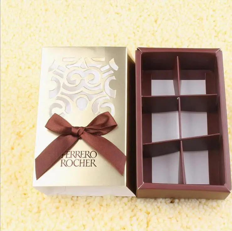 FERRERO ROCHER Boxes Wedding Favors Sweet Gifts Bags Party Supplies Baby Shower Candy Box 6 Holes Gold with Bow  1