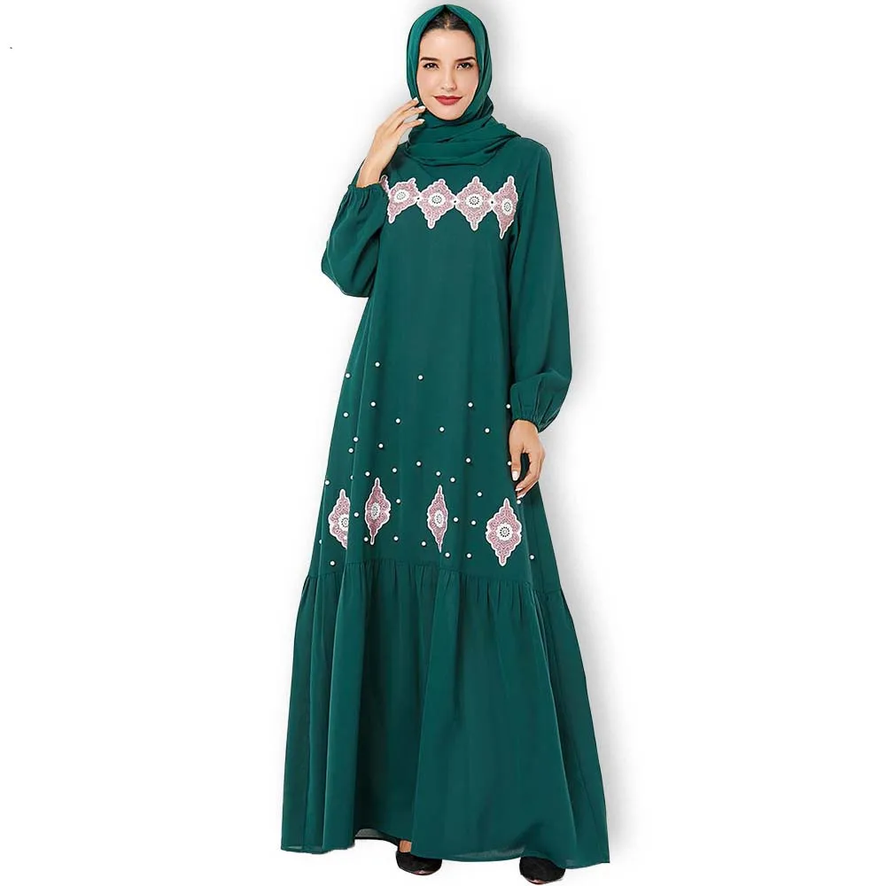 only dress Мусульманские женщины хиджаб с длинными рукавами платье макси Абая jalabiya Исламская одежда для женщин халат кафтан Марокканская Мода Вышивка - Цвет: only dress