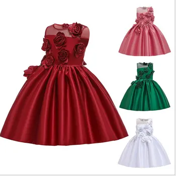 

D0150Lace Embroidery A-line Princess Baby Girl Dresses 2020 New Spring Summer Party Wedding Kid Dress For Girl Wholesale Clothes