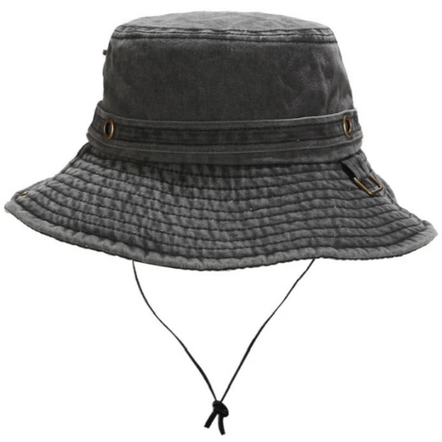Sombrero de pescador vaquero de ala ancha con cuerda, algodón