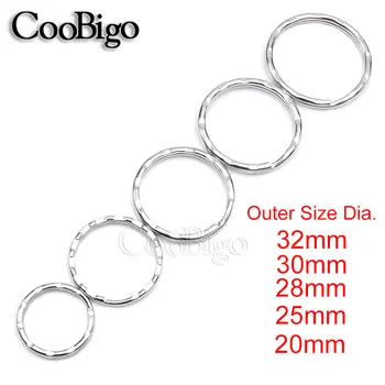 

1000pcs 5 Sizes Silver Cutting Hole Key Rings Rhodium Round KeyChain Split O Rings Jewelry Accessories 20mm~32mm Outer Diameter