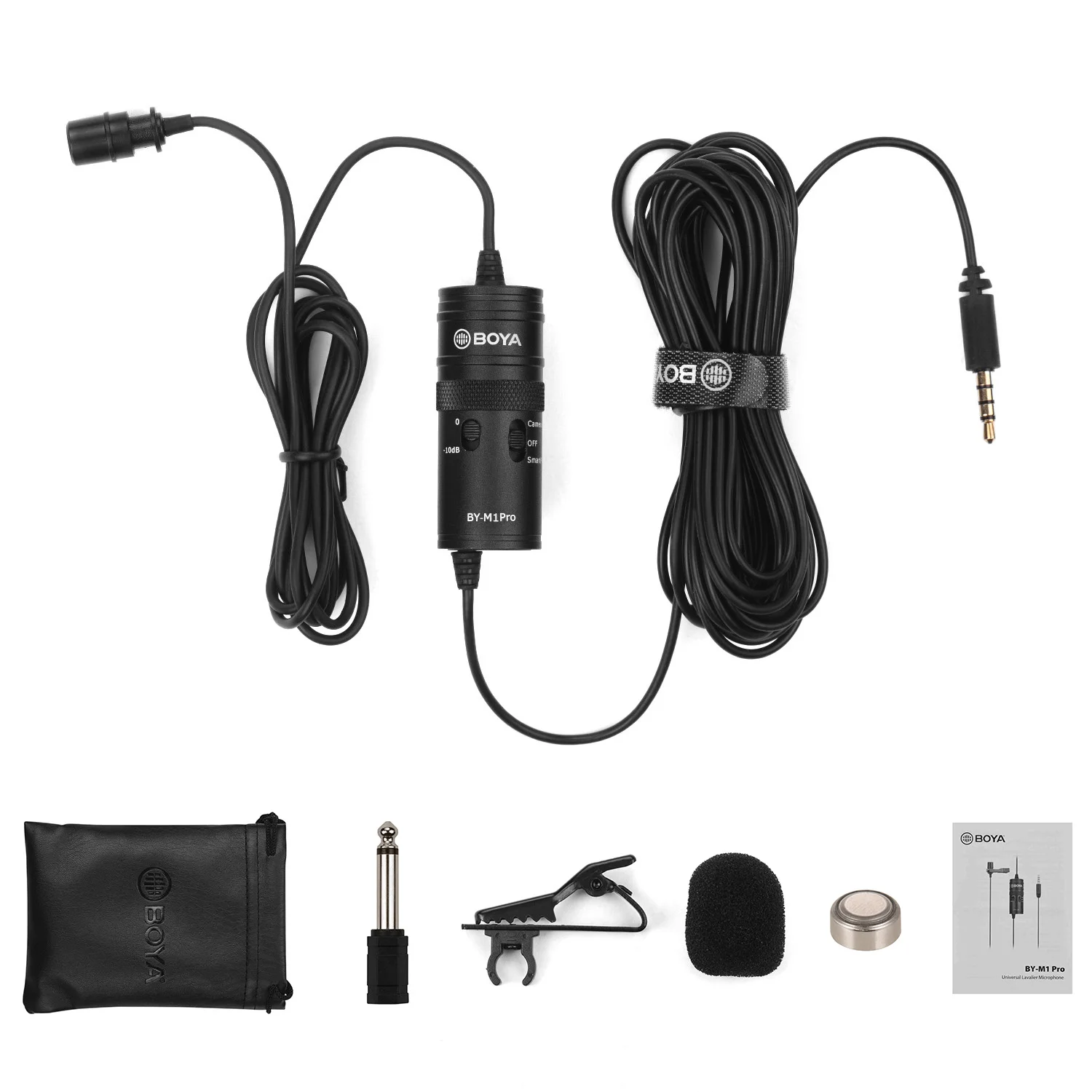 BOYA BY-M1 Pro Omni-Directional Lavalier Microphone Mic Single Head Clip-on Condenser Mic for Smartphone DSLR Camcorder Audio