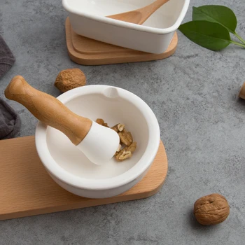 

Ceramic masher stone mortar household simple grinder Japanese garlic masher burnisher triturator abrader mortar-grinder tool